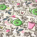 Tissu popeline coton, TEATIME : théières et tasses de thé, écru, rose & vert - TissusPapi.com