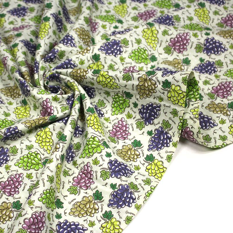 Tissu popeline coton Les grappes de raisin, collection SICILIA - TissusPapi.com