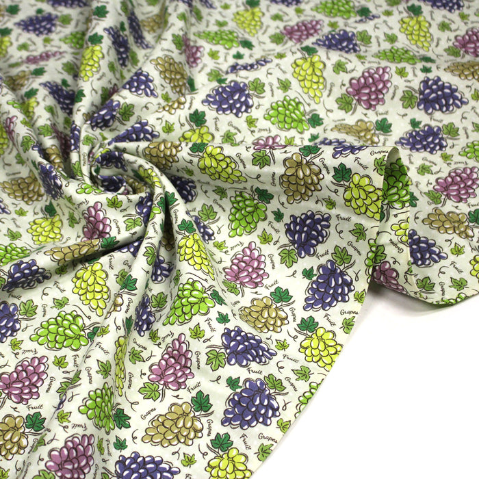 Tissu popeline coton Les grappes de raisin, collection SICILIA - TissusPapi.com