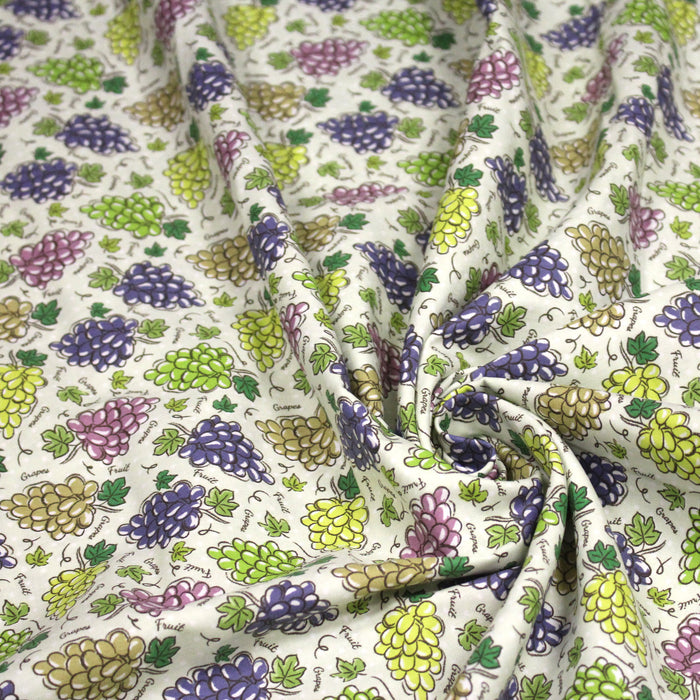 Tissu popeline coton Les grappes de raisin, collection SICILIA - TissusPapi.com