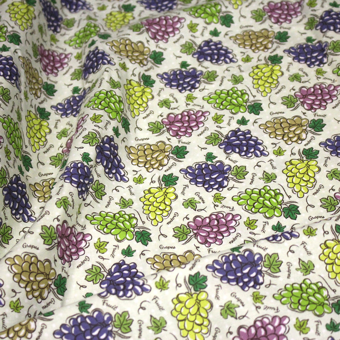 Tissu popeline coton Les grappes de raisin, collection SICILIA - TissusPapi.com