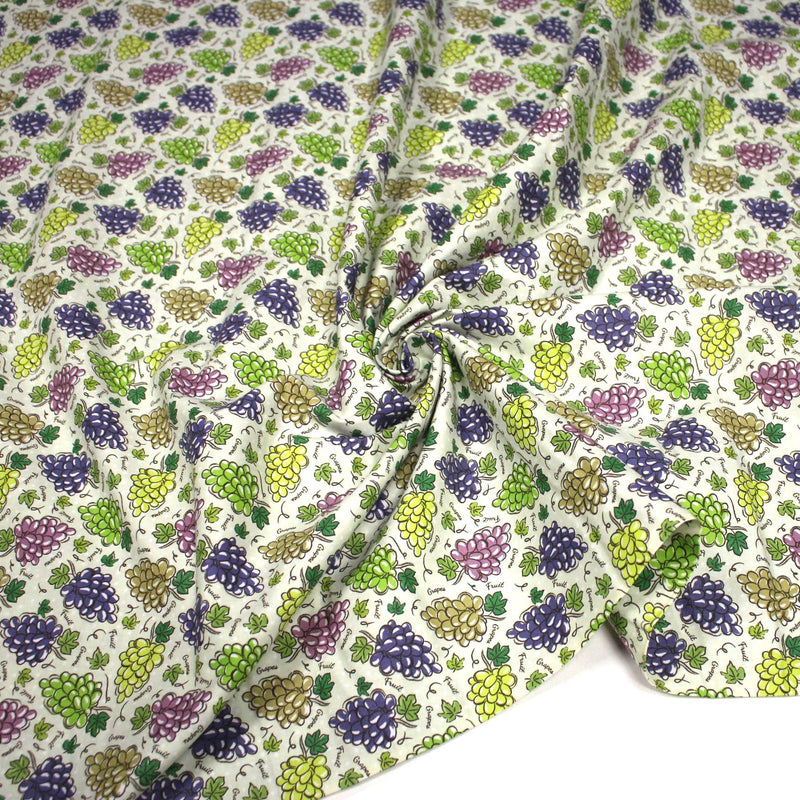 Tissu popeline coton Les grappes de raisin, collection SICILIA - TissusPapi.com