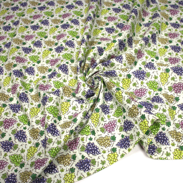 Tissu popeline coton Les grappes de raisin, collection SICILIA - TissusPapi.com