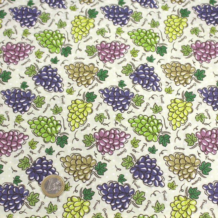 Tissu popeline coton Les grappes de raisin, collection SICILIA - TissusPapi.com