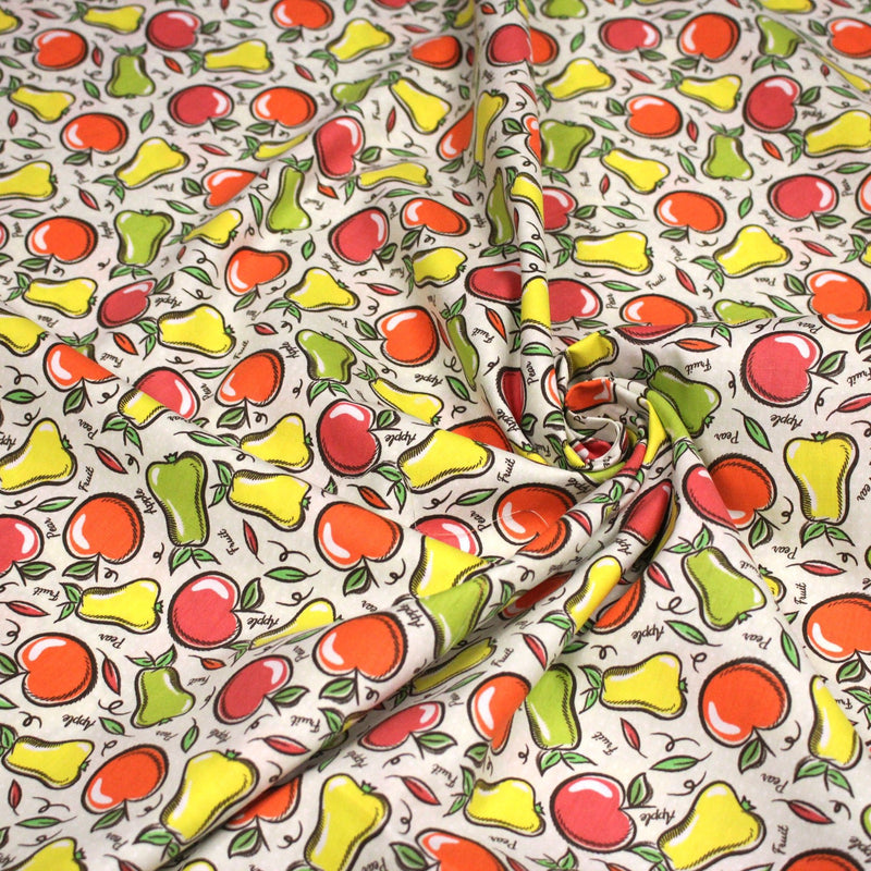 Tissu popeline coton Pommes et poires, collection SICILIA - TissusPapi.com