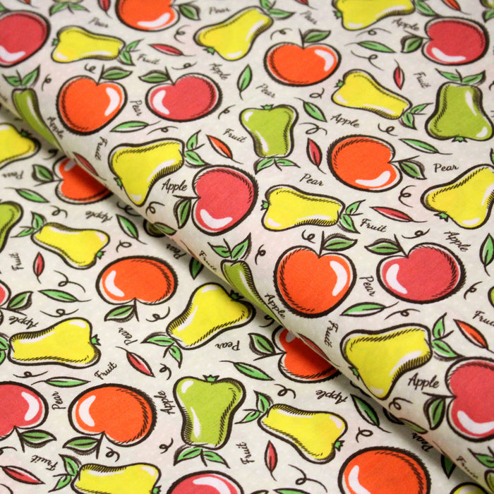 Tissu popeline coton Pommes et poires, collection SICILIA - TissusPapi.com