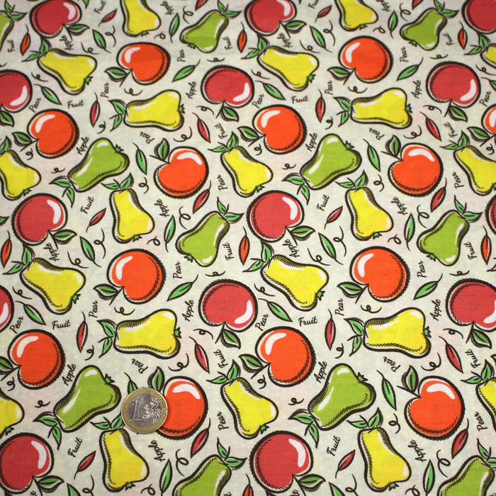 Tissu popeline coton Pommes et poires, collection SICILIA - TissusPapi.com