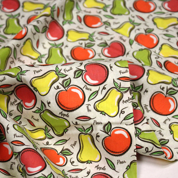 Tissu popeline coton Pommes et poires, collection SICILIA - TissusPapi.com