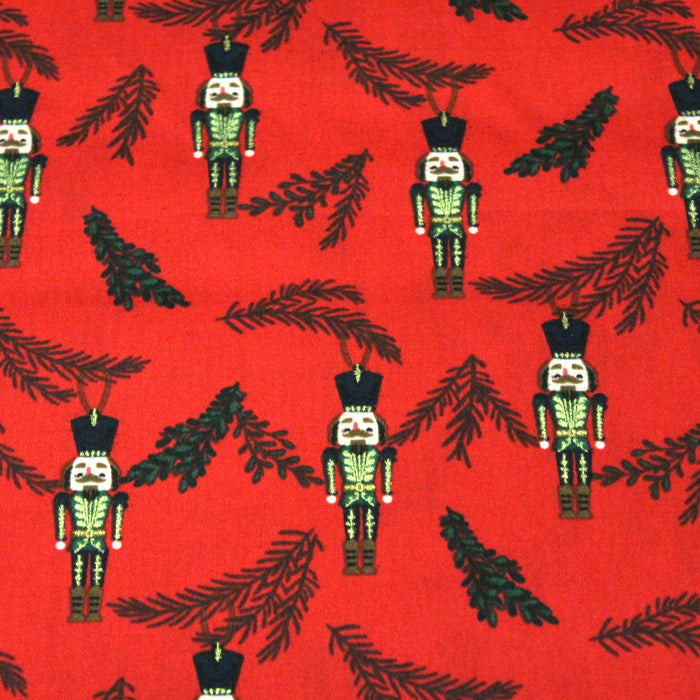 Tissu de coton de Noël rouge aux soldats casse noisette dorés - COLLECTION NOËL - OEKO-TEX