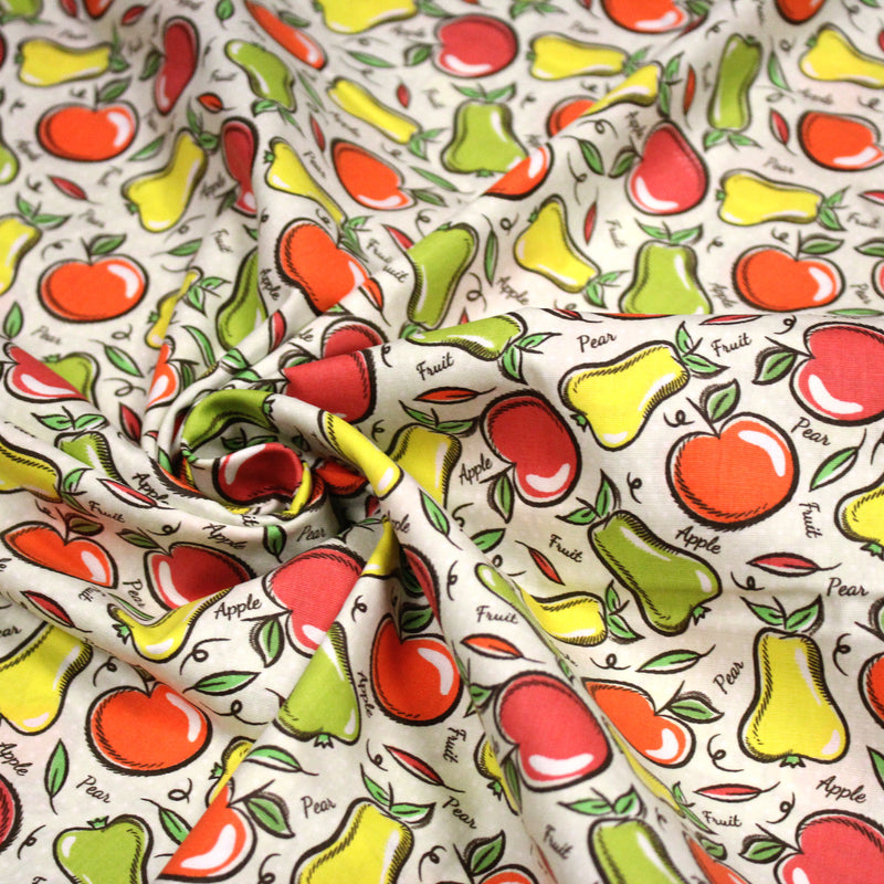 Tissu popeline coton Pommes et poires, collection SICILIA - TissusPapi.com