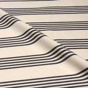 Tissu toile à matelas de coton LE TOUQUET écru aux rayures : bleu, rouge, noir, gris, sable - TissusPapi.com
