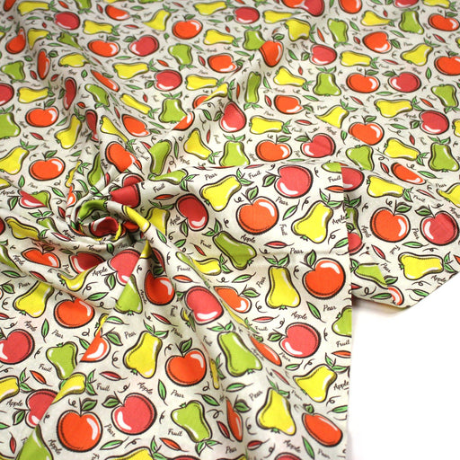 Tissu popeline coton Pommes et poires, collection SICILIA - TissusPapi.com