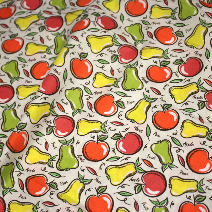 Tissu popeline coton Pommes et poires, collection SICILIA - TissusPapi.com