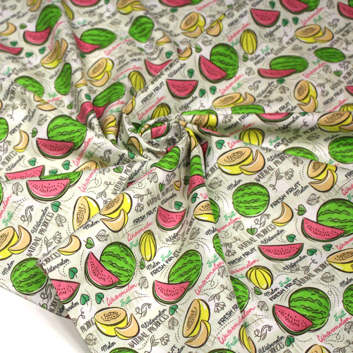 Tissu popeline coton Pastèques et melons, collection SICILIA - TissusPapi.com