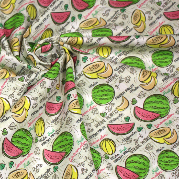Tissu popeline coton Pastèques et melons, collection SICILIA - TissusPapi.com