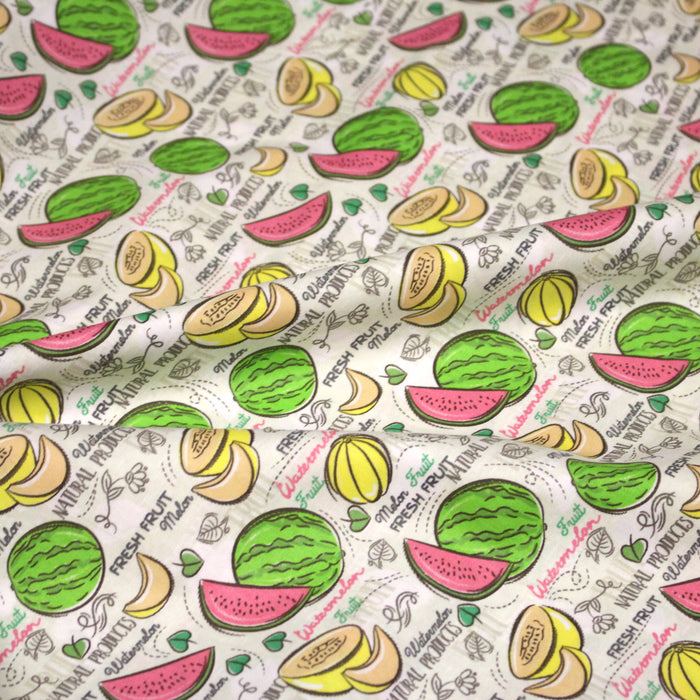Tissu popeline coton Pastèques et melons, collection SICILIA - TissusPapi.com