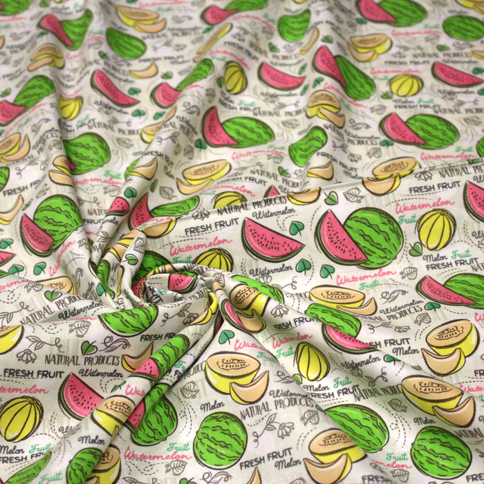 Tissu popeline coton Pastèques et melons, collection SICILIA - TissusPapi.com