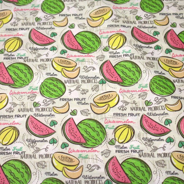 Tissu popeline coton Pastèques et melons, collection SICILIA - TissusPapi.com