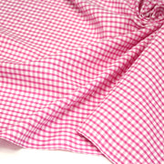 Tissu cotonnade blanc aux carreaux roses - TissusPapi.com