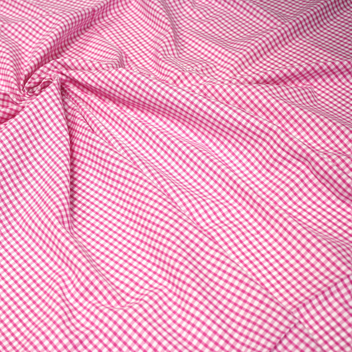 Tissu cotonnade blanc aux carreaux roses
