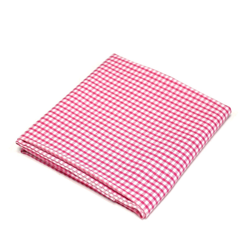 Tissu cotonnade blanc aux carreaux roses - TissusPapi.com