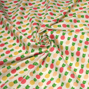 Tissu popeline coton Les ananas jaunes oranges rouges, collection SICILIA - TissusPapi.com