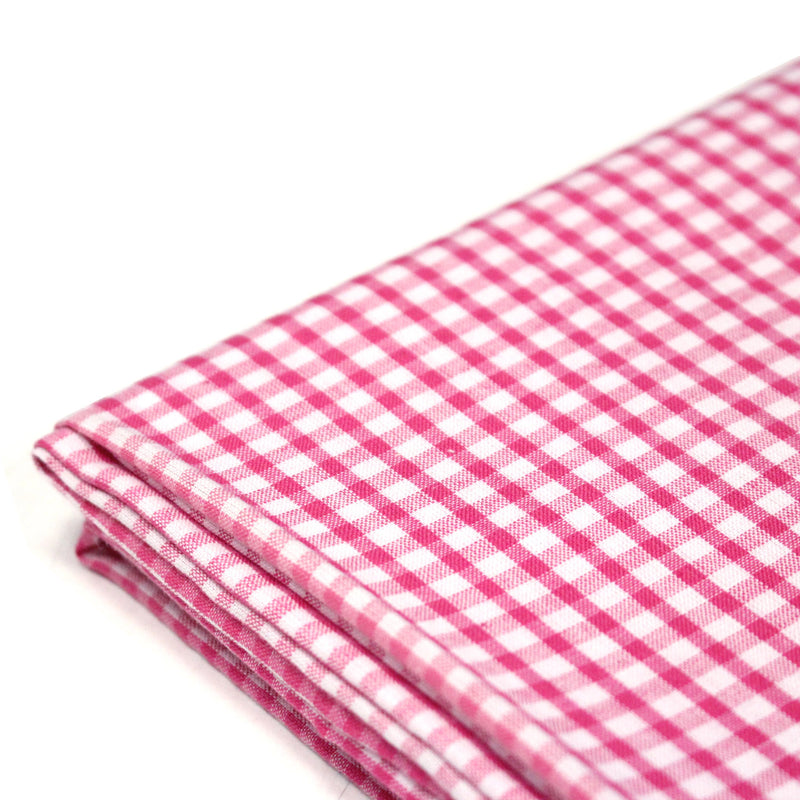 Tissu cotonnade blanc aux carreaux roses - TissusPapi.com