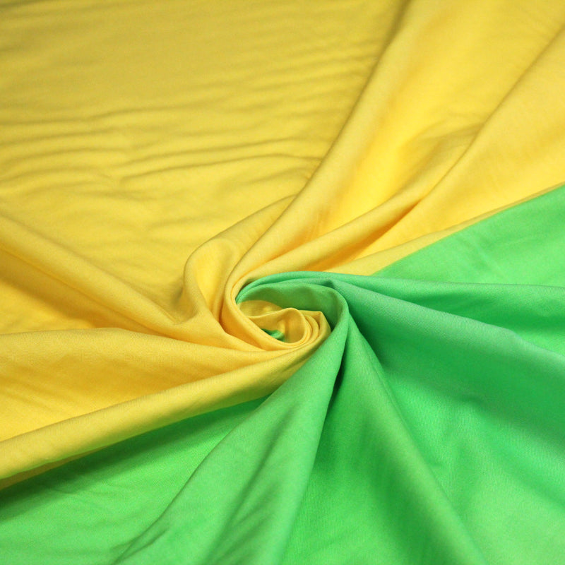 Tissu cotonnade bicolore uni : moitié jaune/moitié verte ou moitié rose/moitié rouge - TissusPapi.com