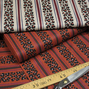 Tissu coton demi-natté LEOPARD & rayures : fond lin ou fond sienne chocolat - OEKO-TEX STANDARD 100 - TissusPapi.com