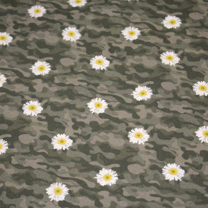 Tissu coton camouflage gris aux marguerites - Collection Halloween - OEKO-TEX