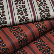 Tissu coton demi-natté LEOPARD & rayures : fond lin ou fond sienne chocolat - OEKO-TEX STANDARD 100 - TissusPapi.com