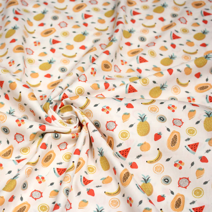 Tissu popeline coton les mini fruits d'été, collection SICILIA - TissusPapi.com