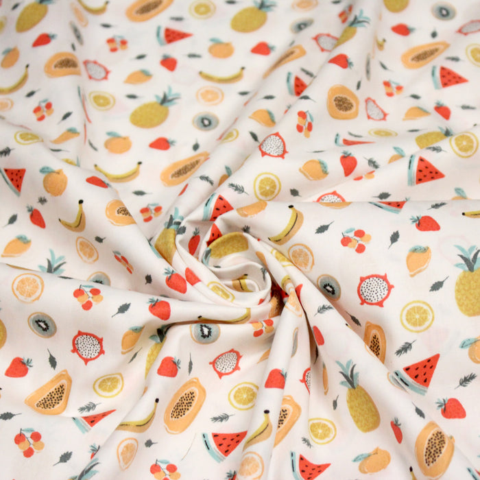 Tissu popeline coton les mini fruits d'été, collection SICILIA - TissusPapi.com