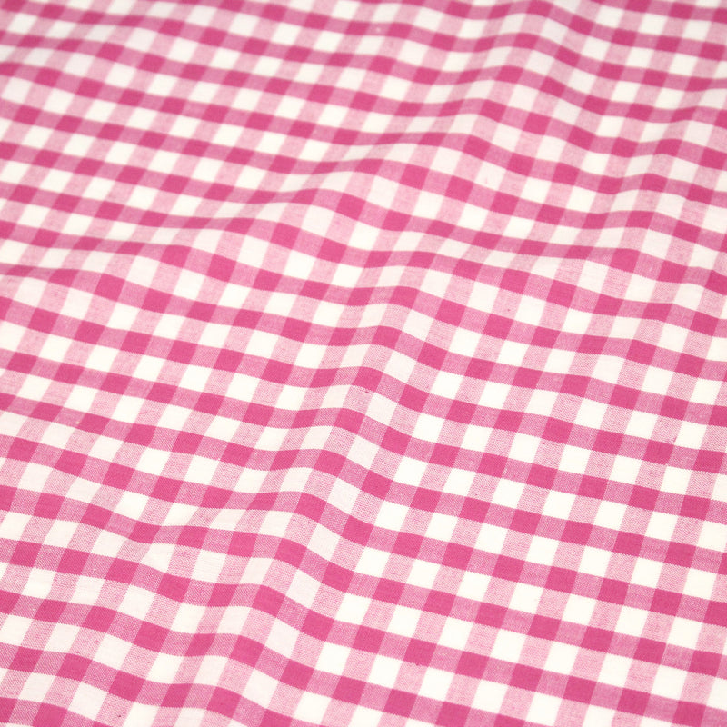 Tissu cotonnade VICHY rose fuchsia & blancs, carreaux 8mm - TissusPapi.com