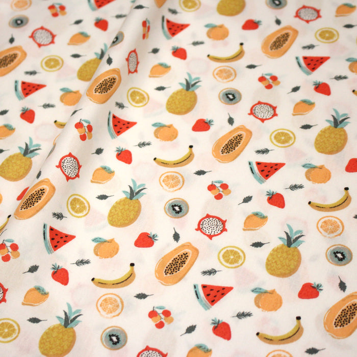 Tissu popeline coton les mini fruits d'été, collection SICILIA - TissusPapi.com