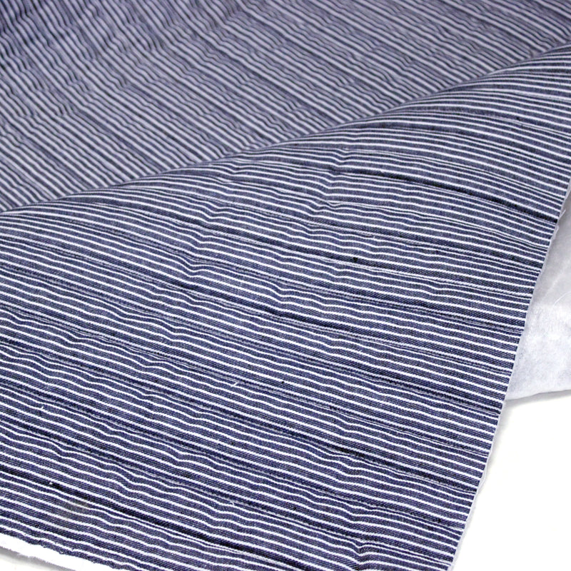 Tissu Matelassé Denim rayé Bleu marine & blanc - OEKO-TEX STANDARD 100
