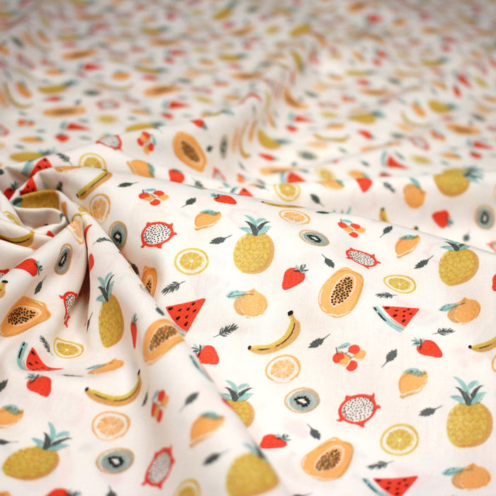 Tissu popeline coton les mini fruits d'été, collection SICILIA - TissusPapi.com