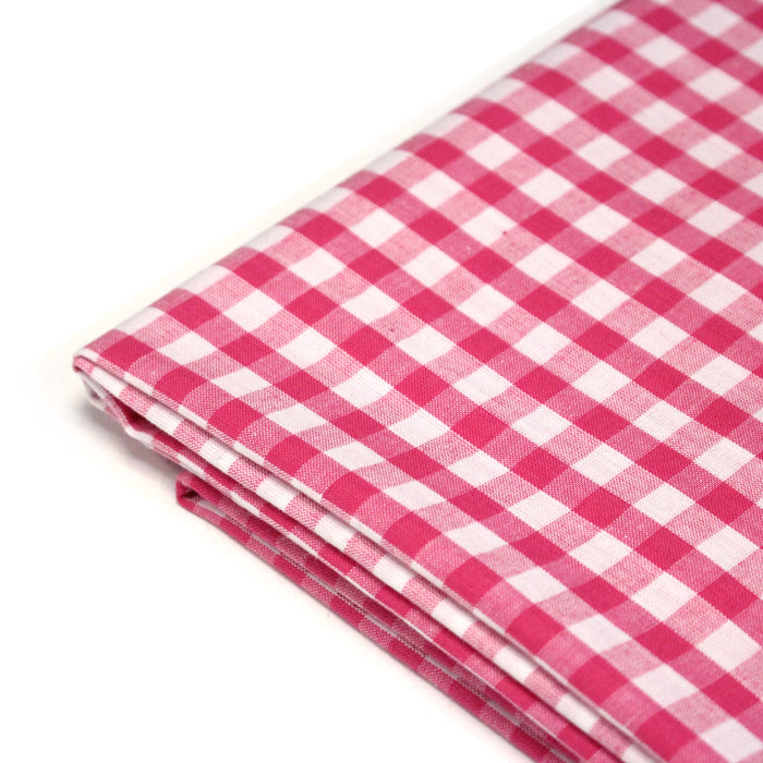 Tissu cotonnade VICHY rose fuchsia & blancs, carreaux 8mm
