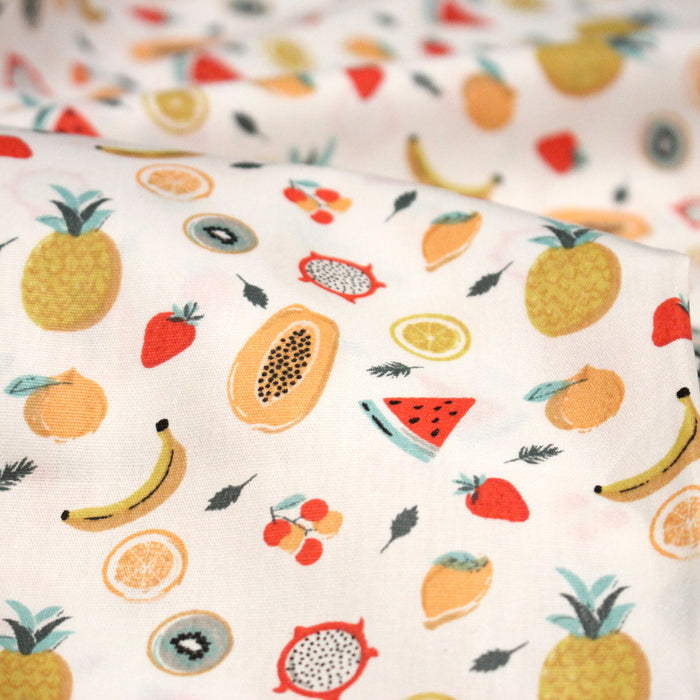 Tissu popeline coton les mini fruits d'été, collection SICILIA - TissusPapi.com