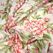 Tissu coton demi - natté INDIENNES FLEURIES : bleu ou blanc cassé - OEKO - TEX - TissusPapi.com