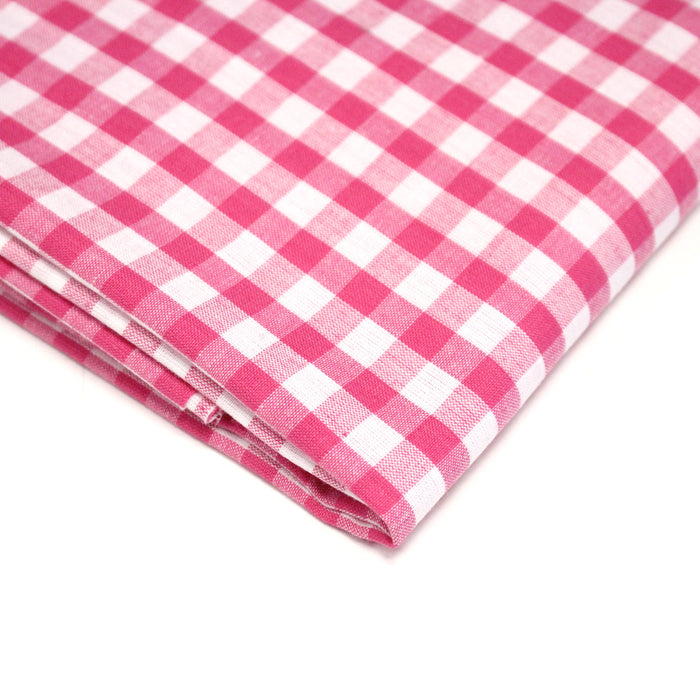 Tissu cotonnade VICHY rose fuchsia & blancs, carreaux 8mm