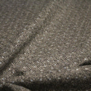 Tissu lainage tweed chevrons taupe à pois bleus - Fabrication italienne - TissusPapi.com