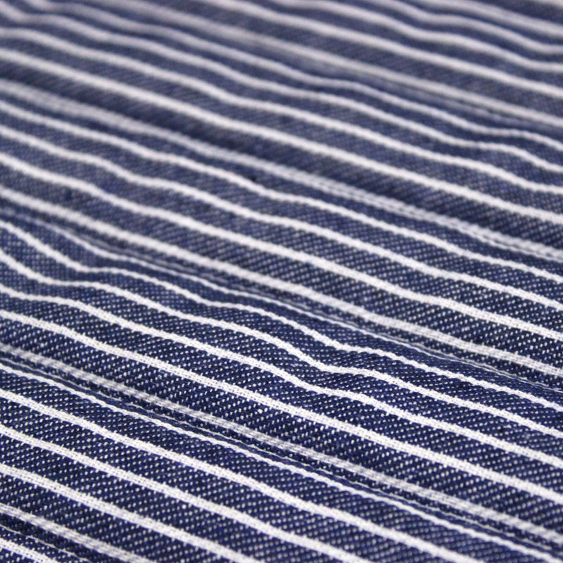 Tissu Matelassé Denim rayé Bleu marine & blanc - OEKO-TEX STANDARD 100
