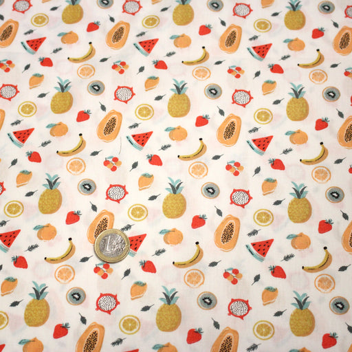 Tissu popeline coton les mini fruits d'été, collection SICILIA - TissusPapi.com