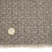Tissu lainage tweed chevrons taupe à pois bleus - Fabrication italienne - TissusPapi.com