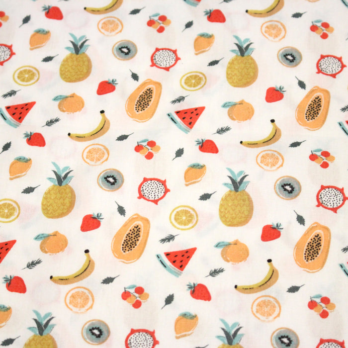 Tissu popeline coton les mini fruits d'été, collection SICILIA - TissusPapi.com