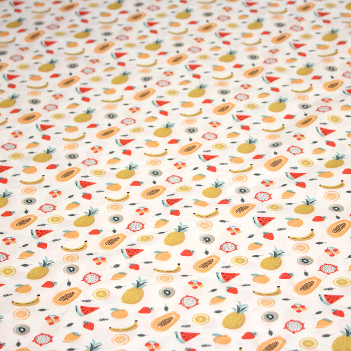 Tissu popeline coton les mini fruits d'été, collection SICILIA - TissusPapi.com