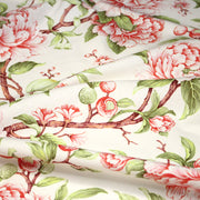 Tissu coton demi - natté INDIENNES FLEURIES : bleu ou blanc cassé - OEKO - TEX - TissusPapi.com