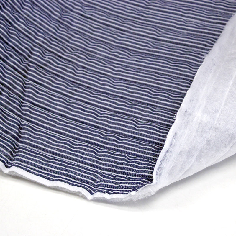 Tissu Matelassé Denim rayé Bleu marine & blanc - OEKO-TEX STANDARD 100