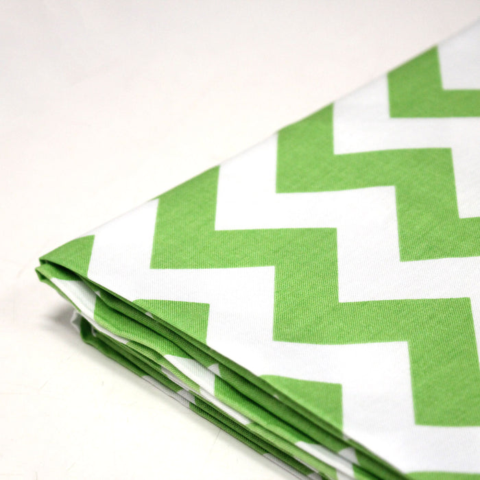 Tissu cotonnade, chevrons verts et blancs